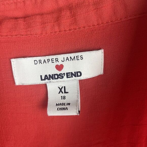 Draper James x Lands' End Coral Tunic Top Swim Cover- Up Sz  XL 18 517937 Cotton - Picture 3 of 10